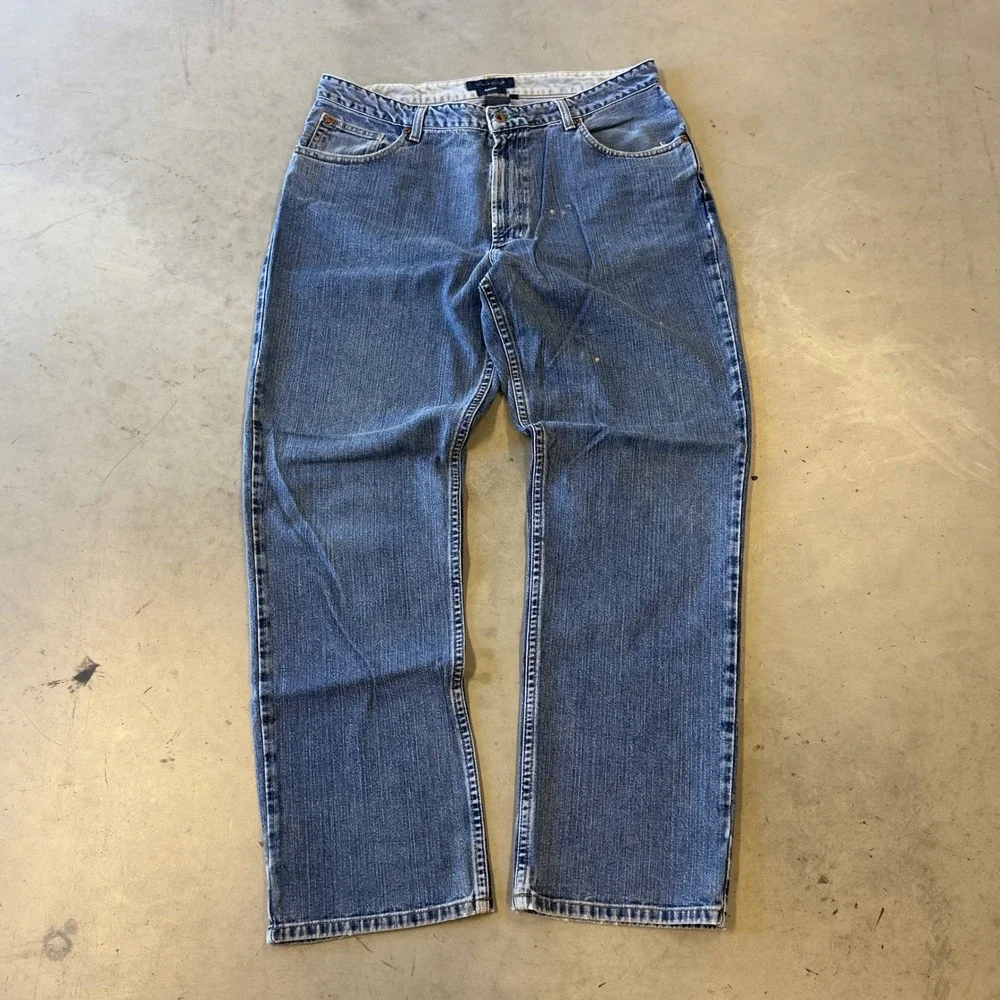 Tommy Hilfiger Mens Relaxed Fit Blue Denim Jeans Straight Leg Casual Workwear